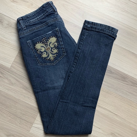 Red Rivet Denim - Red Rivet Blue Denim Embellished Jeans